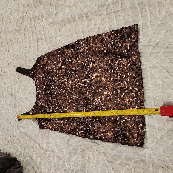 Brown sequin Theory mini shift dress size 4! Such a stunner! - Picture 8 of 9